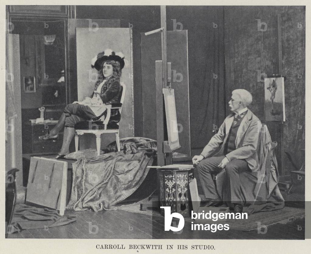 Carroll Beckwith in his Studio (b/w photo)