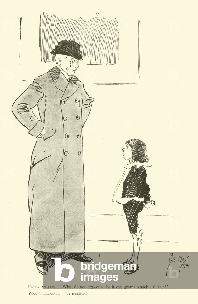 Cartoon by Phil May, from the 1890s (litho)
