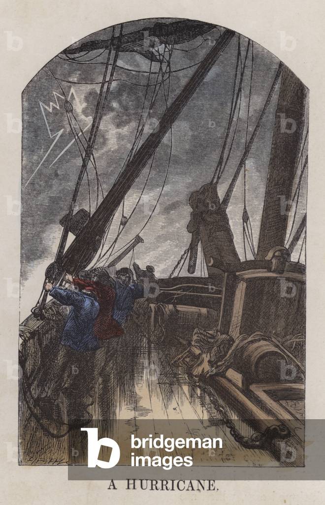 A hurricane (coloured engraving)
