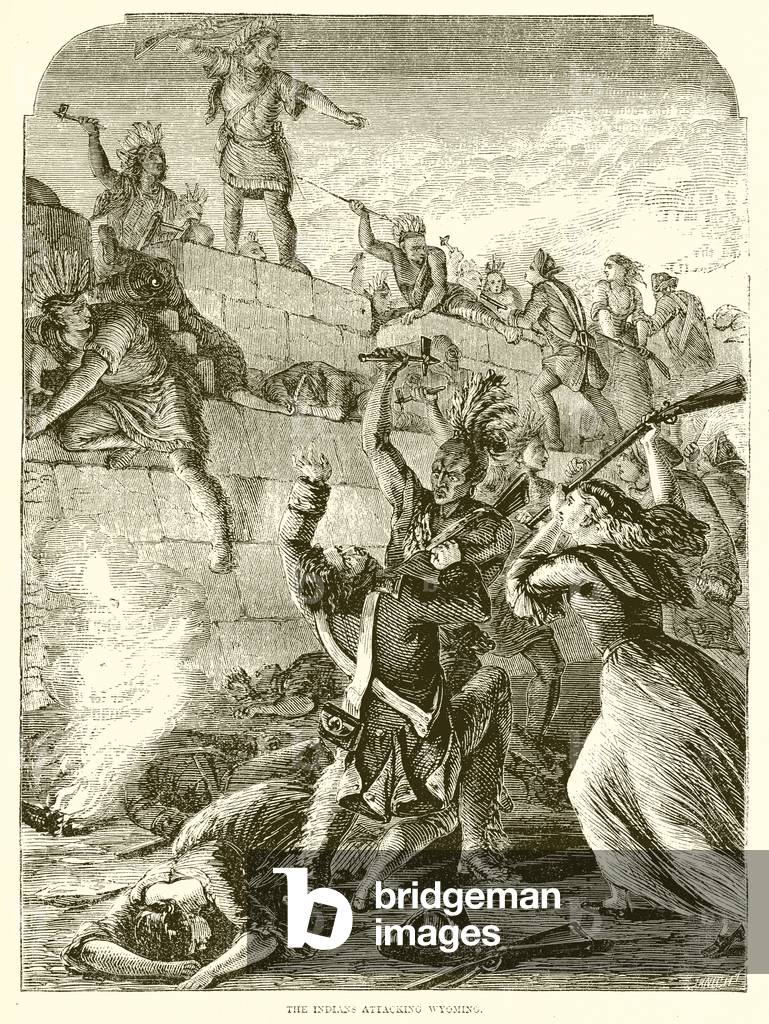 The Indians attacking Wyoming (engraving)