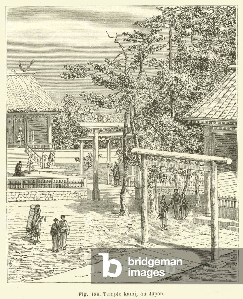 Temple kami, au Japon (engraving)