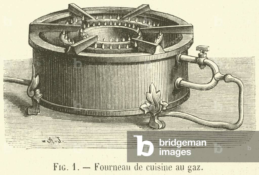 Fourneau de cuisine au gaz (engraving)