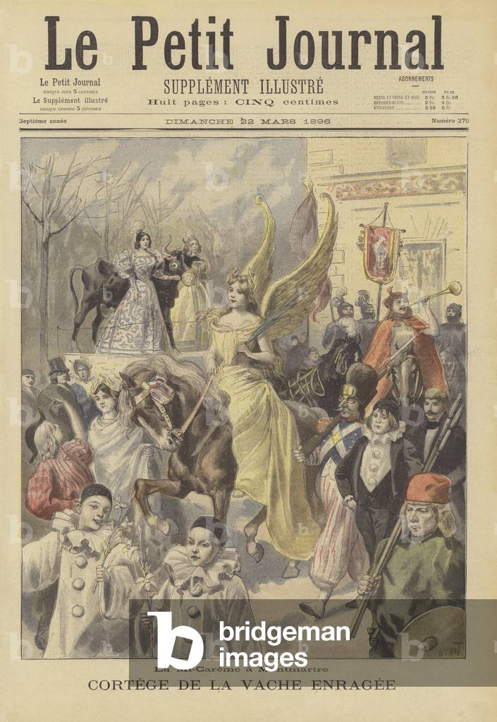 Mid-Lent Thursday in Montmartre (colour litho)