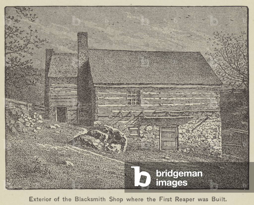 Exterior of the Blacksmith Shop where the First Reaper was built (engraving)