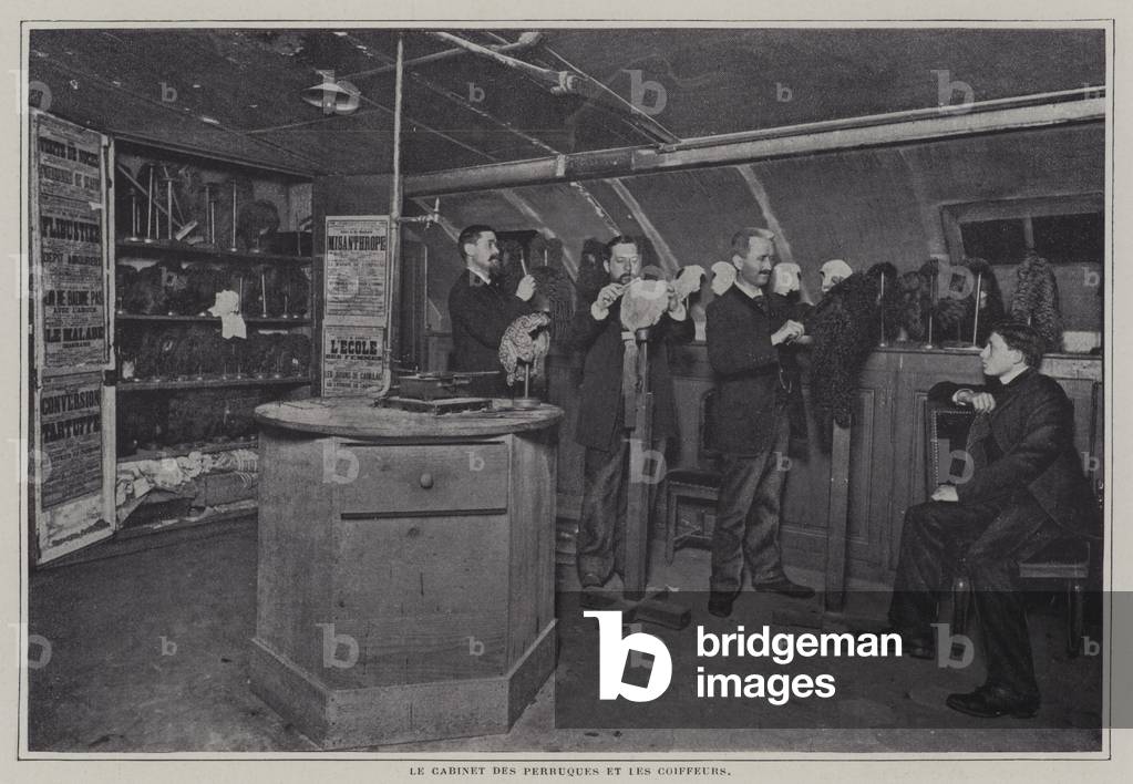 Wig store and hairdressers at the Comedie-Francaise, Paris (colour photo)