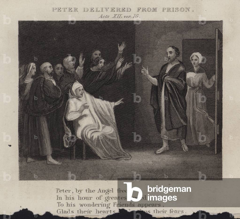 Peter delivered from prison, Acts XII, ver 16 (engraving)
