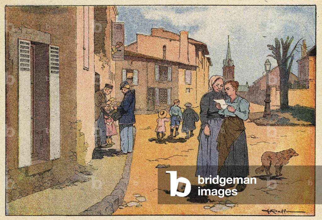 Le Facteur, The Postman (colour litho)