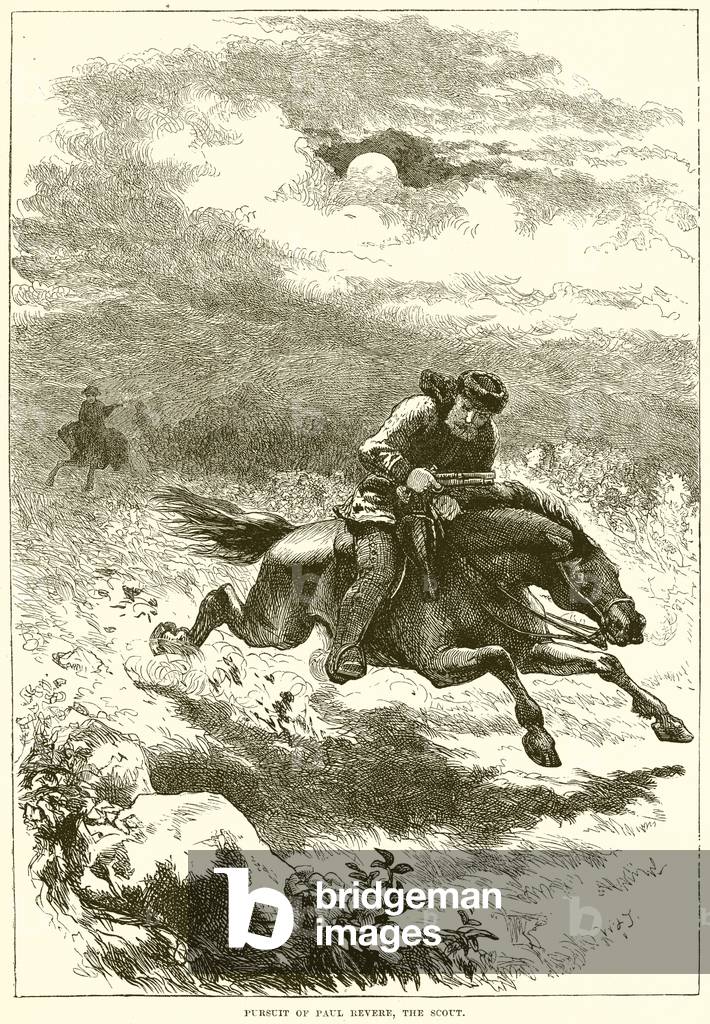 Pursuit of Paul Revere, The Scout (engraving)