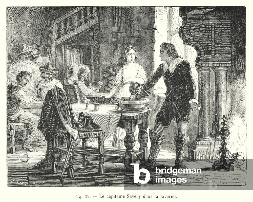 La capitaine Savery dans la taverne (engraving)