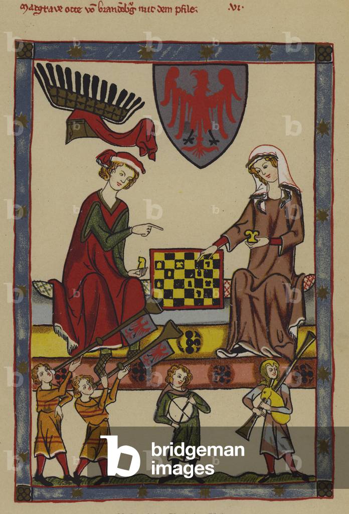 Otto IV, Margrave of Brandenburg and his wife, Hedwig of Holstein (colour litho)