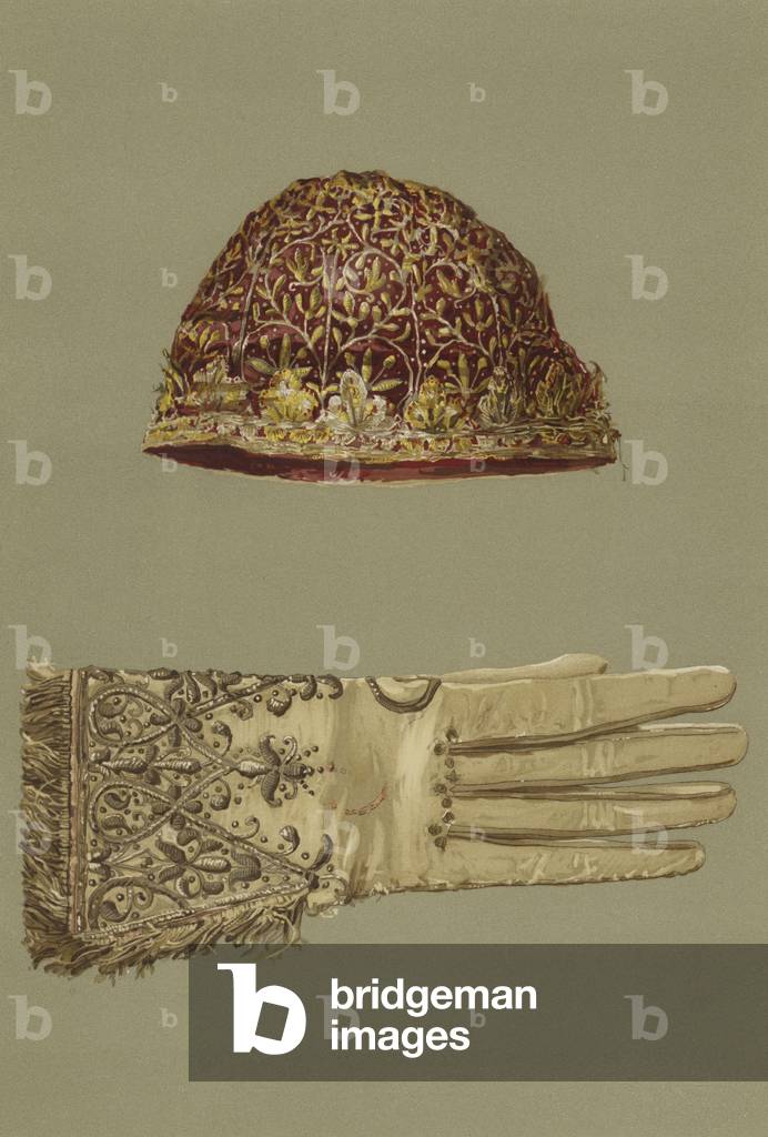 Skull-Cap and Glove of King Charles I (chromolitho)