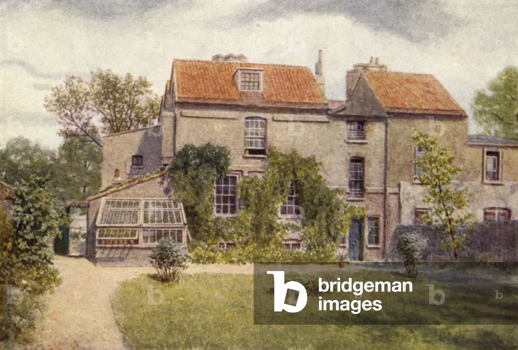 Sandford Manor House from back garden, 1898 (colour litho)
