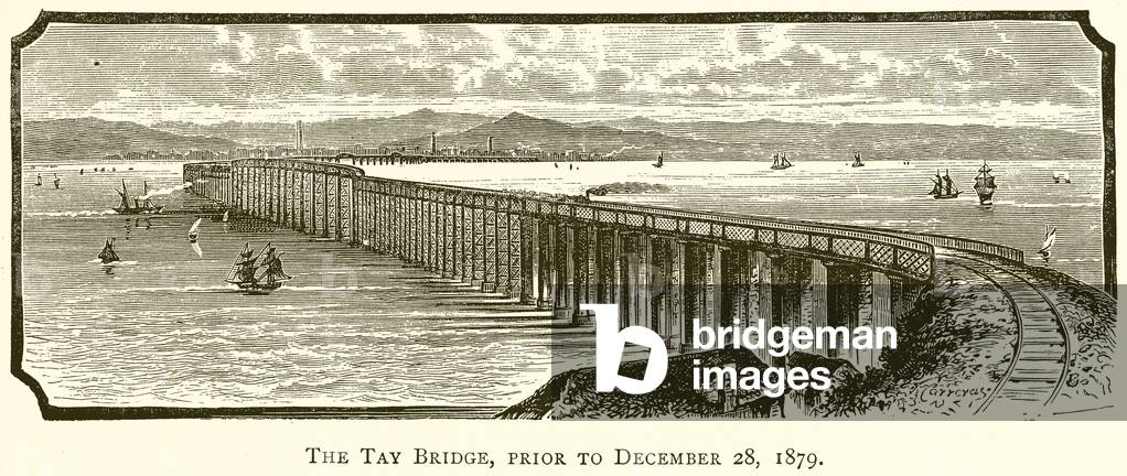 The Tay Bridge, prior to December 28, 1879 (engraving)