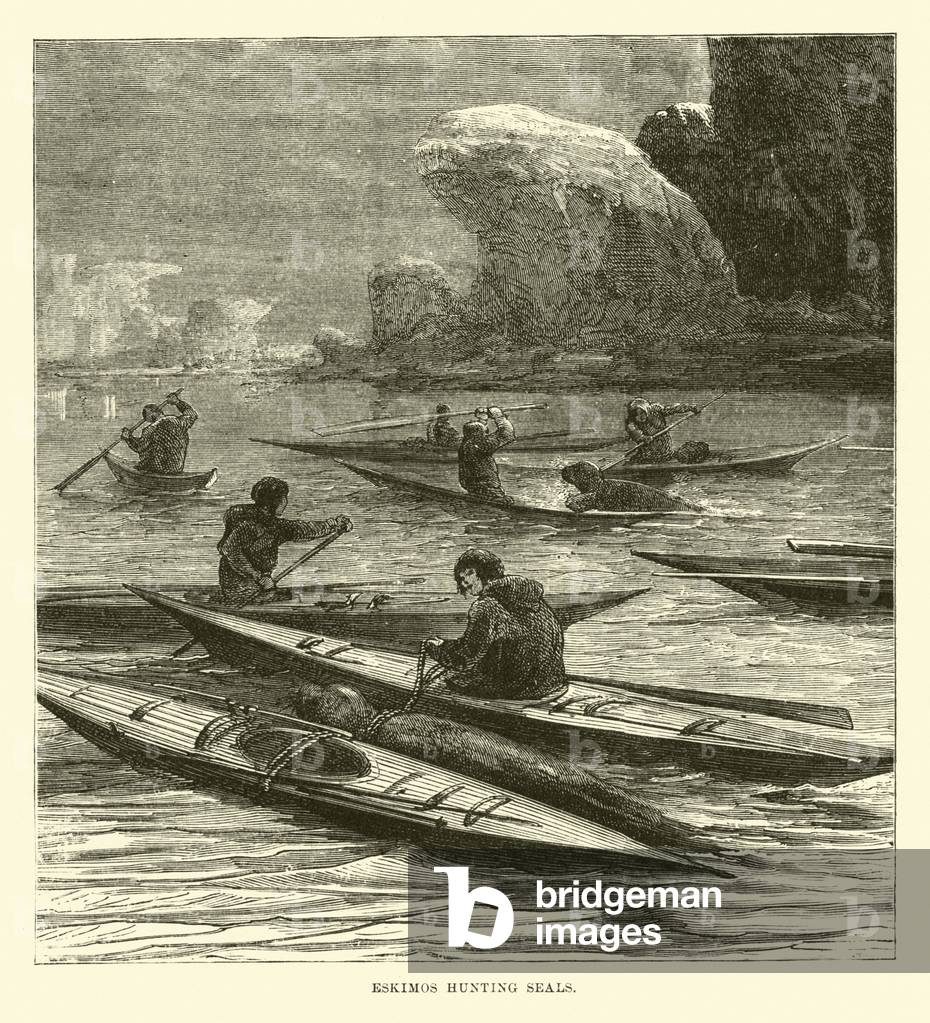 Eskimos hunting Seals (engraving)