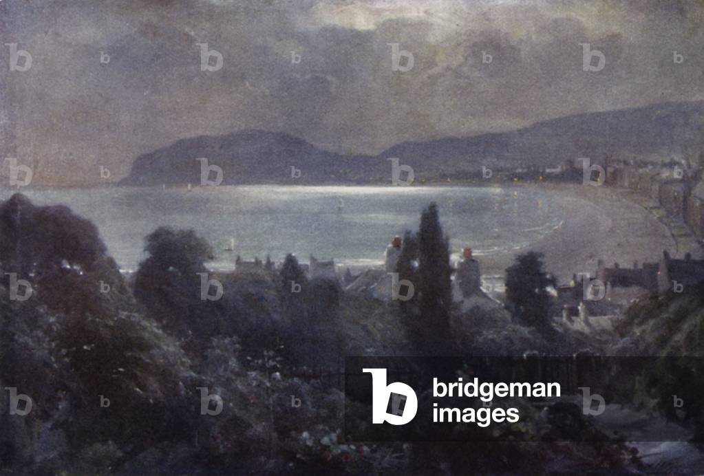 A Nocturne, Llandudno Bay (colour litho)