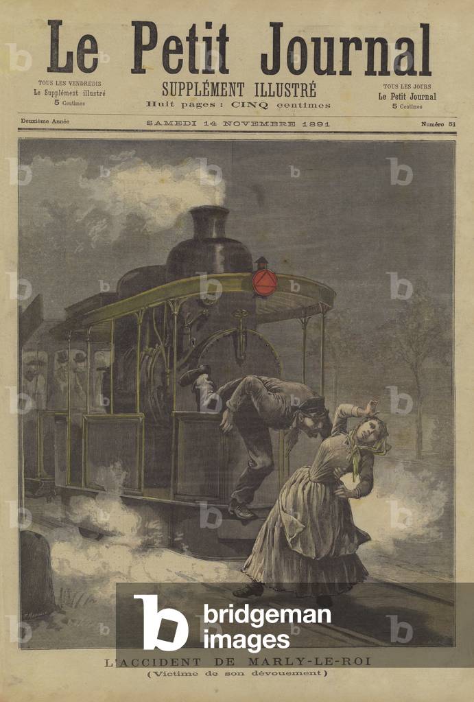 Accident at Marly-le-Roi (colour litho)