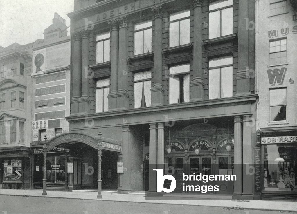The Strand, Entrance to the Adelphi Theatre (b/w photo)