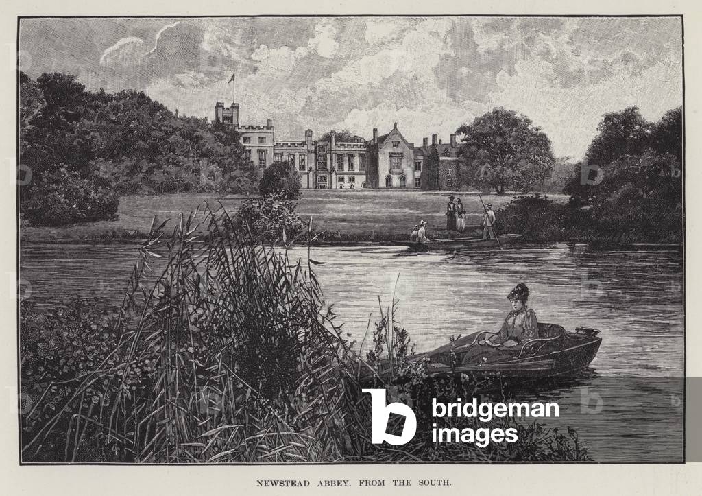 Newstead Abbey, from the South (litho)