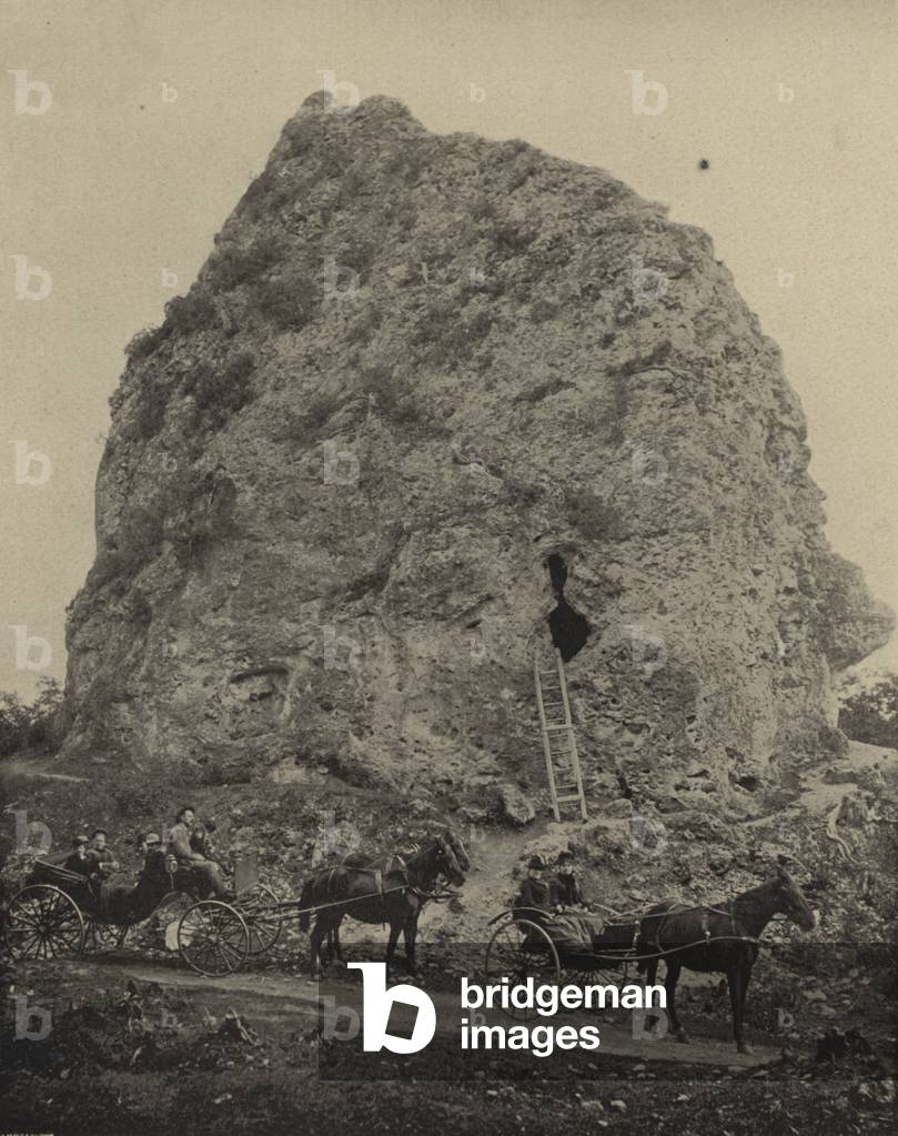 Sugarloaf Rock, Mackinac Island, Michigan (b/w photo)