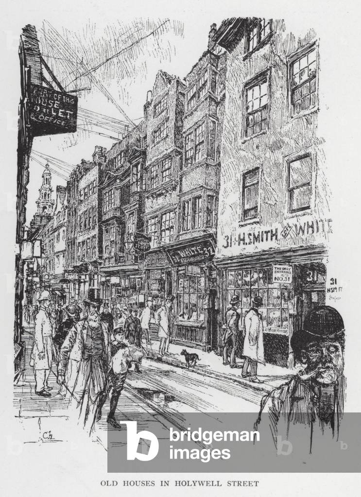 Old Houses in Holywell Street (litho)