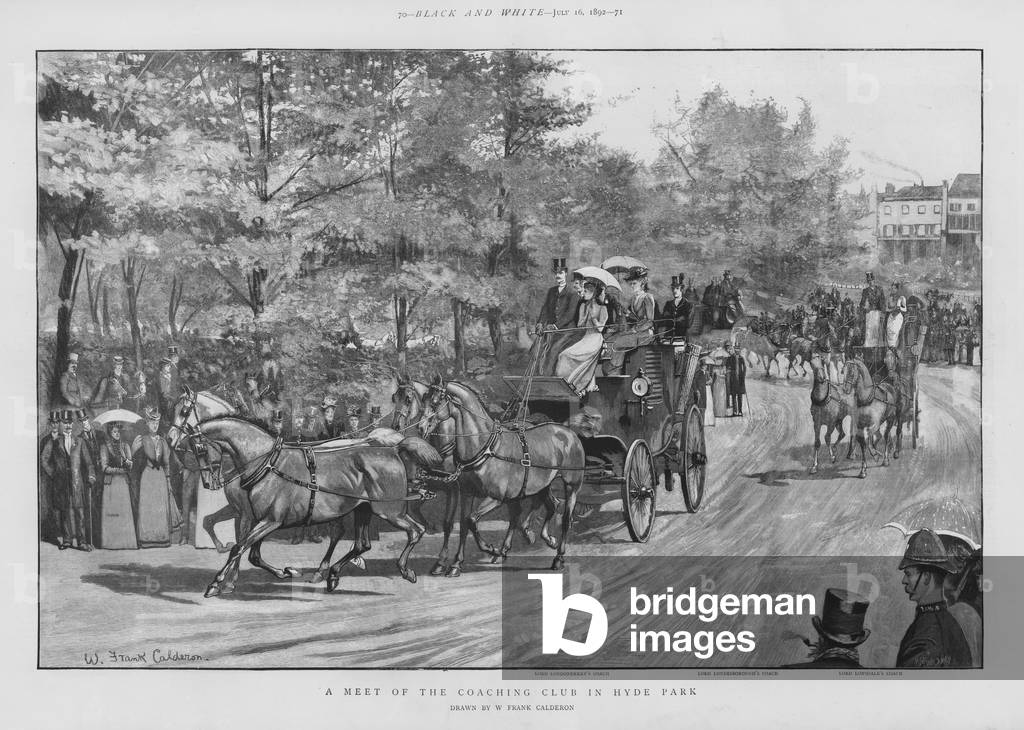 Meeting of the Coaching Club in Hyde Park, London (litho)