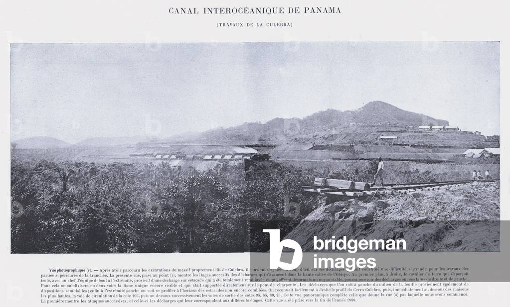 Canal Interoceanique De Panama, Travaux De La Culebra (b/w photo)