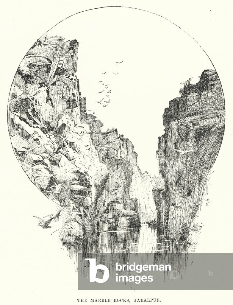 India: The Marble Rocks, Jabalpur (engraving)