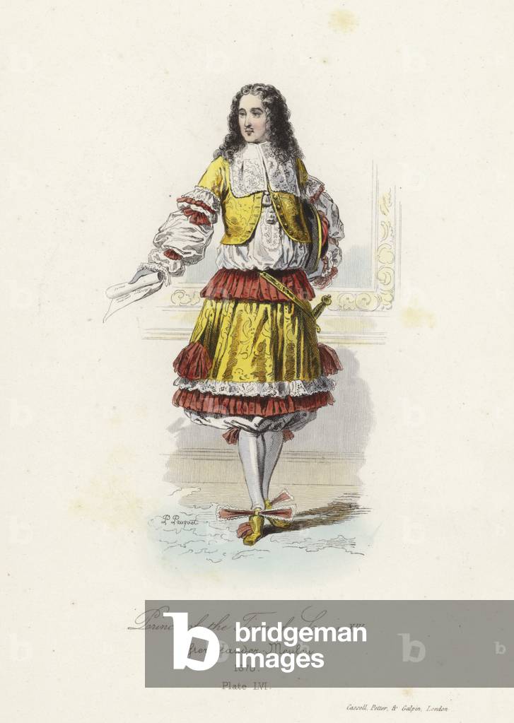 Prince of the time of Louis XIV of France (coloured engraving)