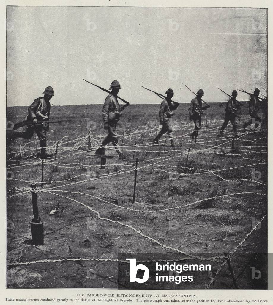 The barbed-wire entanglements at Magersfontein (b/w photo)