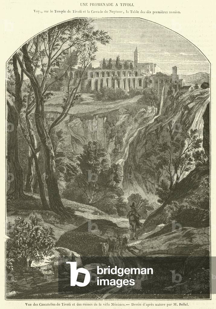 Vue des Cascatelles de Tivoli et des ruines de la villa Mecenes (engraving)