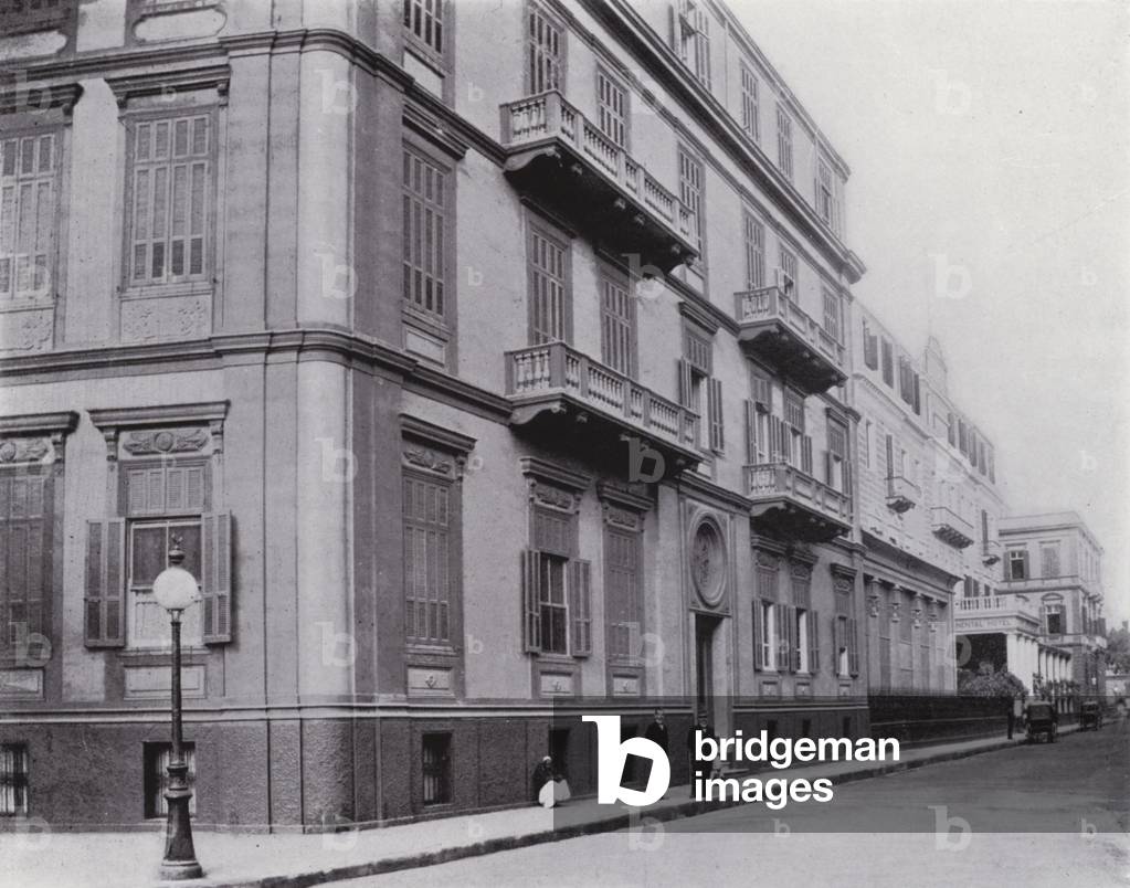 Egypt: Egyptian Hall and East Entrance of the Continental Hotel, Cairo (b/w photo)