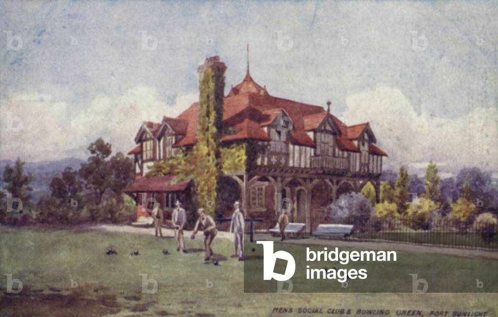 Men's Social Club and Bowling Green, Port Sunlight (colour litho)