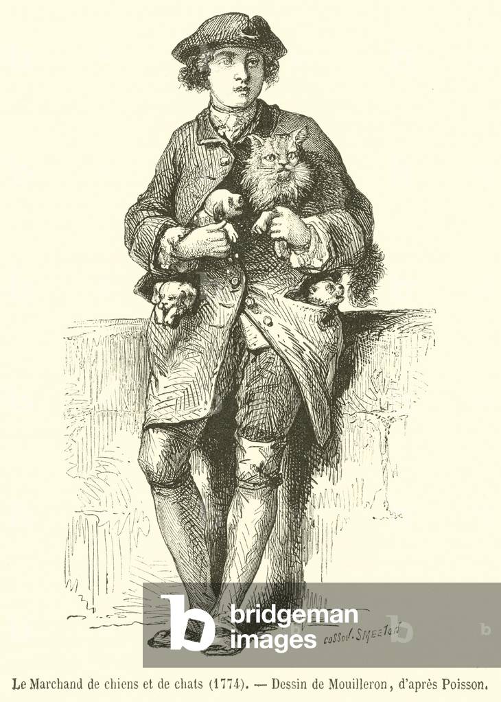 Le Marchand de chiens et de chats, 1774 (engraving)