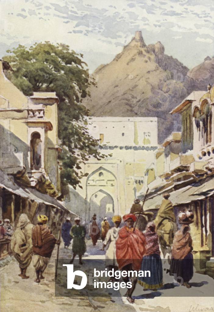 The Main Street of Alwar (colour litho)