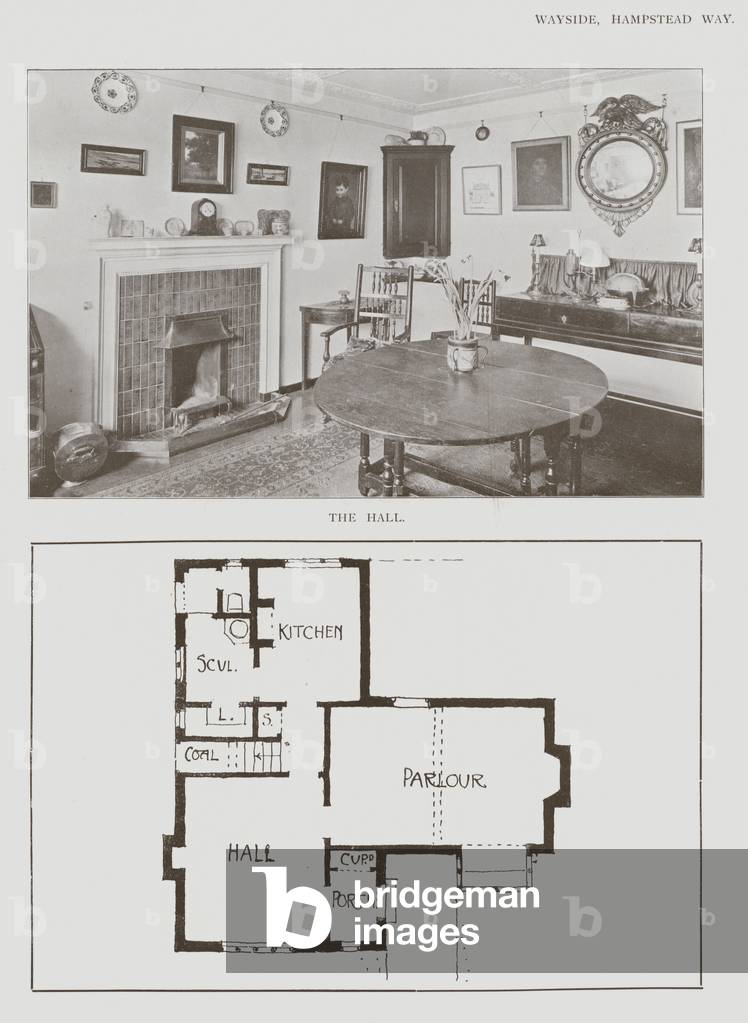 Wayside, Hampstead Way, The Hall (b/w photo)