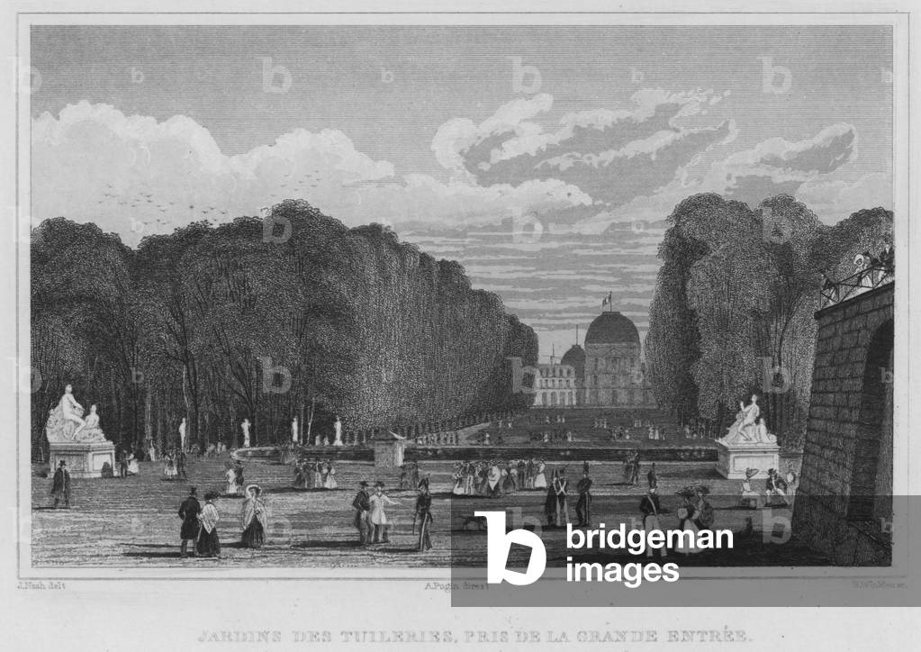 Paris, Jardins Des Tuileries, Pris De La Grande Entree (engraving)