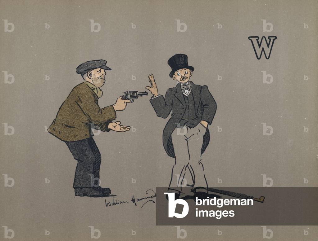 Letter W, Wayward Wastrel With Winsome Wiles Wheedling Worthy Wayfarer (colour litho)