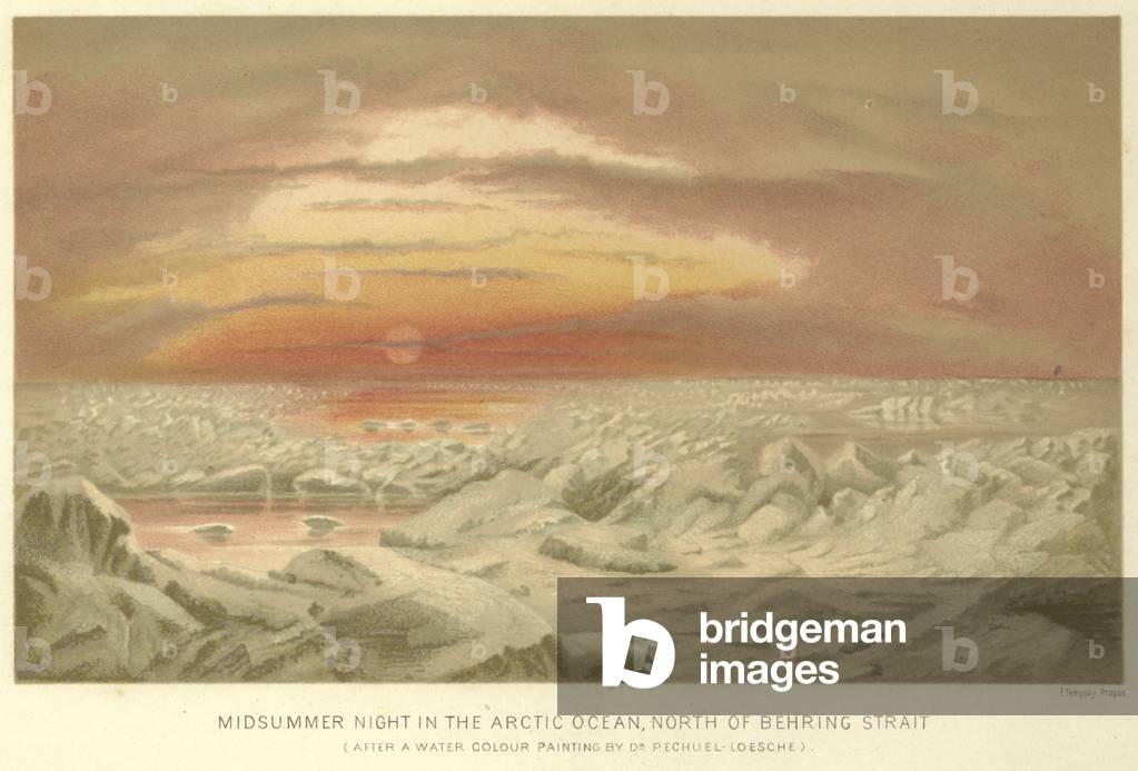 Midsummer Night in the Arctic Ocean, north of Behring Strait (chromolitho)