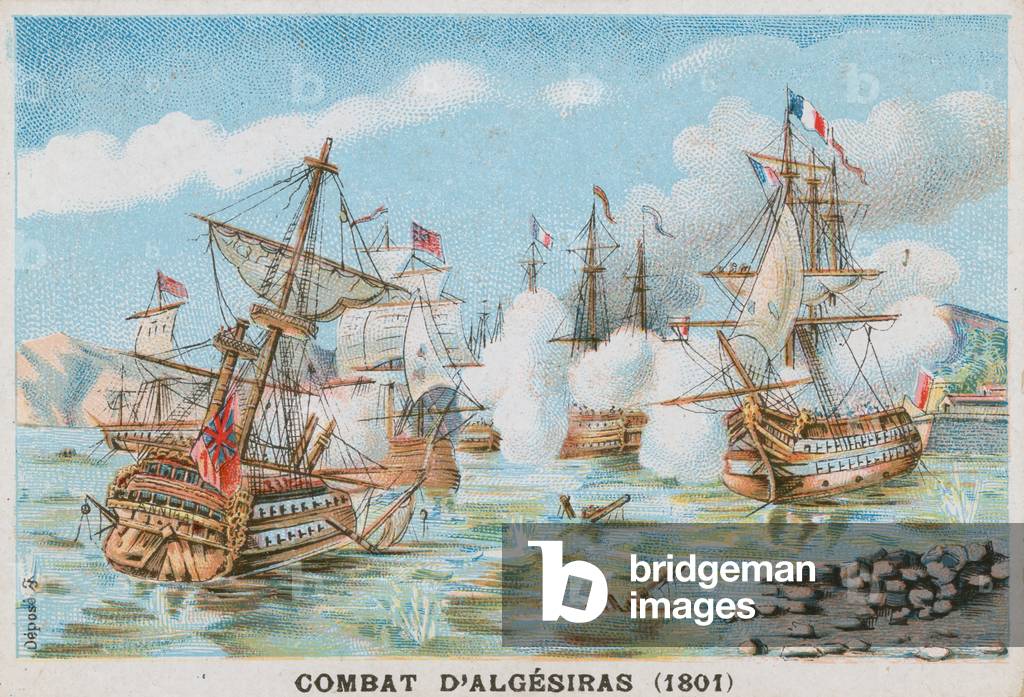 Battle of Algeciras; 1801 (chromolitho)