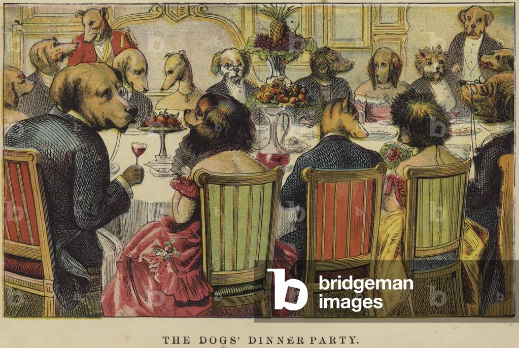 The Dogs' Dinner Party (colour litho)