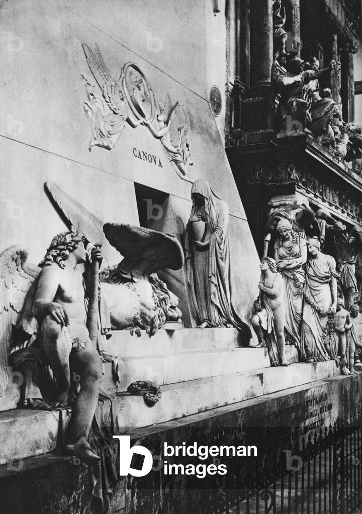 Venezia, Monumento a Canova (b/w photo)