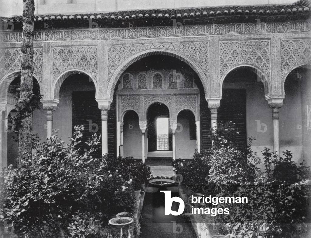 Gallery in the Acequia Court, Generalife (b/w photo)