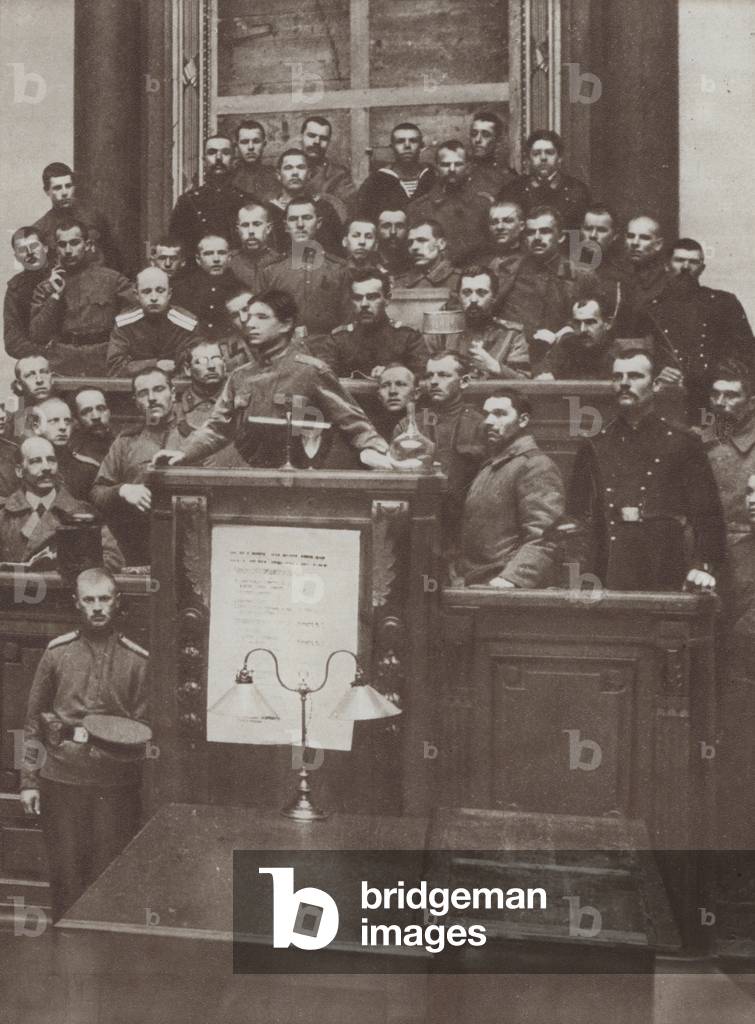 Meeting of a revolutionary Soviet, Russia, 1917 (b/w photo)