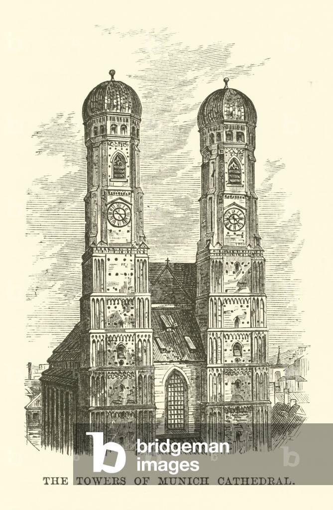 The Towers of Munich Cathedral (engraving)