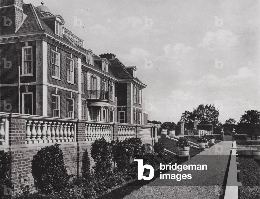 South Front and Terrace, Ardenrun Place, Lodstone, Surrey, England (b/w photo)