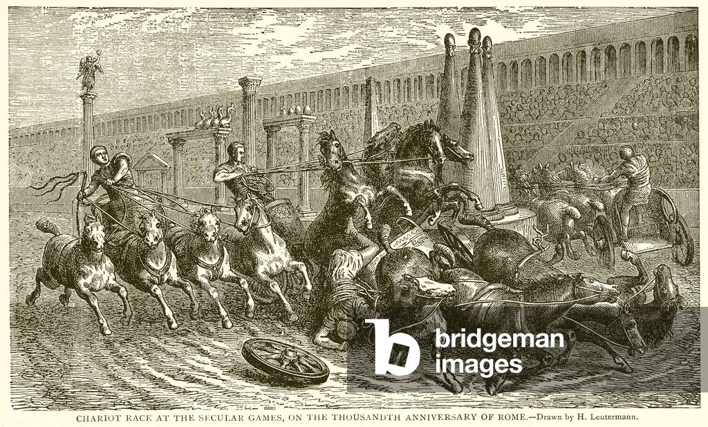 Chariot Race at the Secular Games, on the Thousandth Anniversary of Rome (engraving)