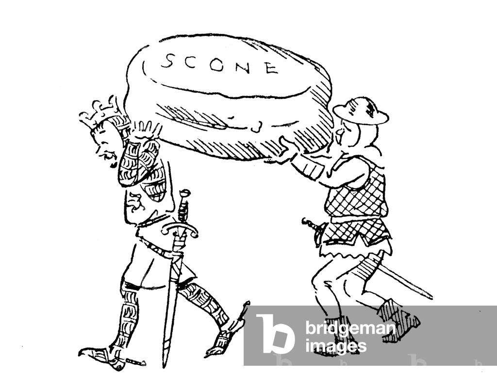 King Edward I stealing the Stone of Scone (lithograph)