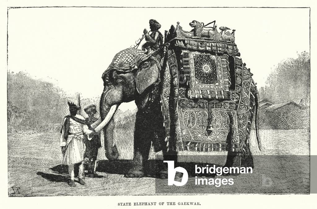 India: State Elephant of the Gaekwar (engraving)