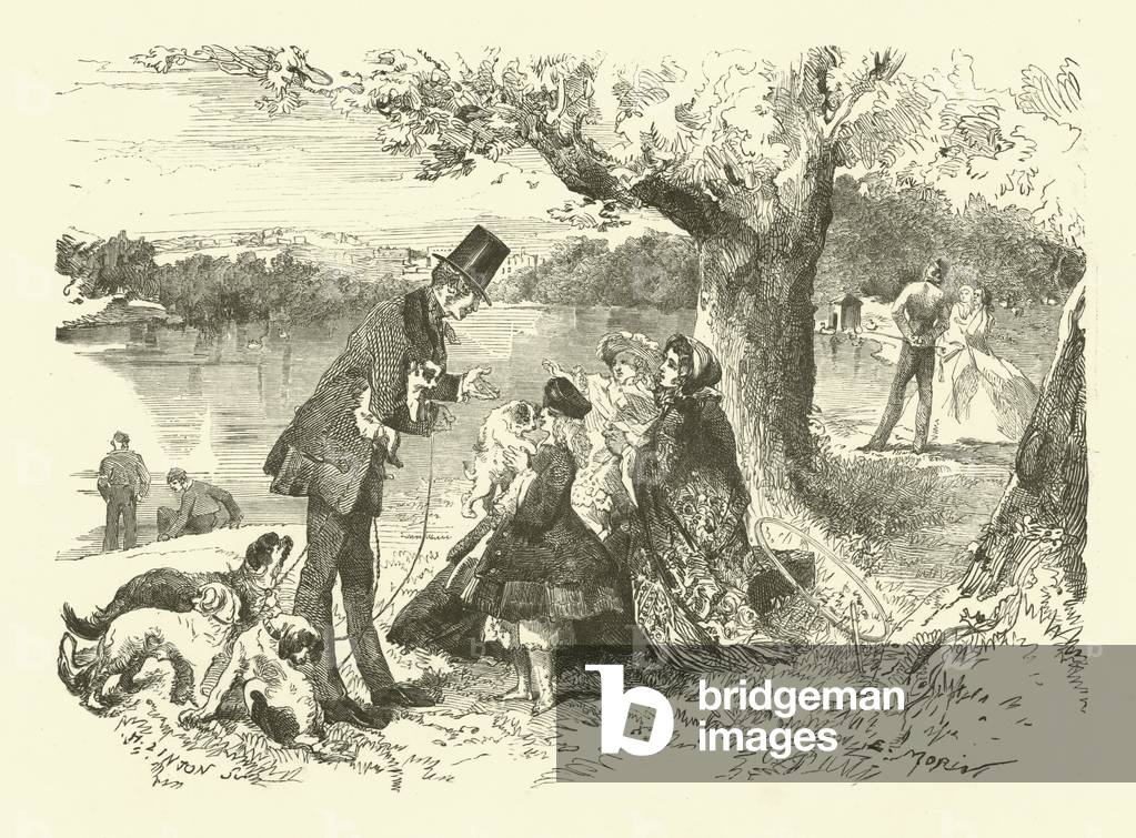 Life in England: dog seller in Hyde Park (engraving)