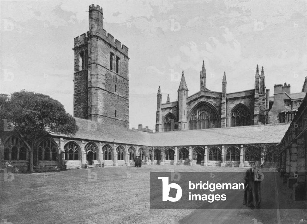 New College, Cloisters and Bell Tower (b/w photo)